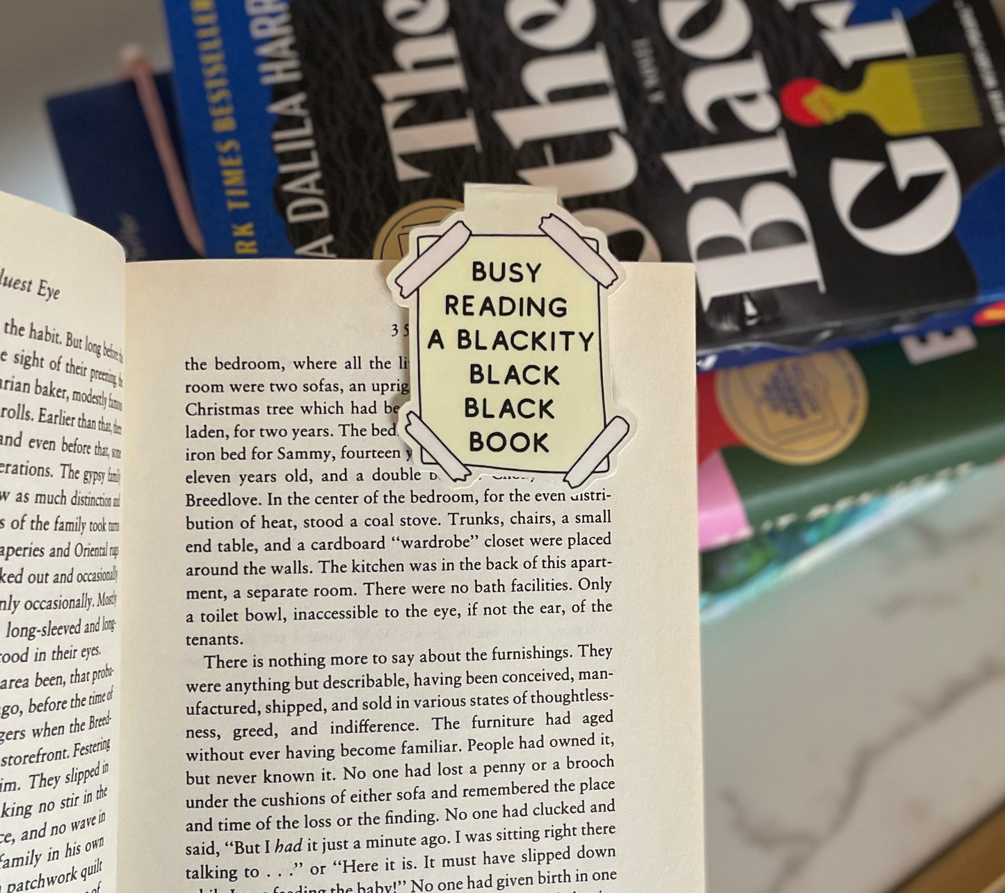 Busy Reading A Blackity Black Black Book Magnetic Bookmark